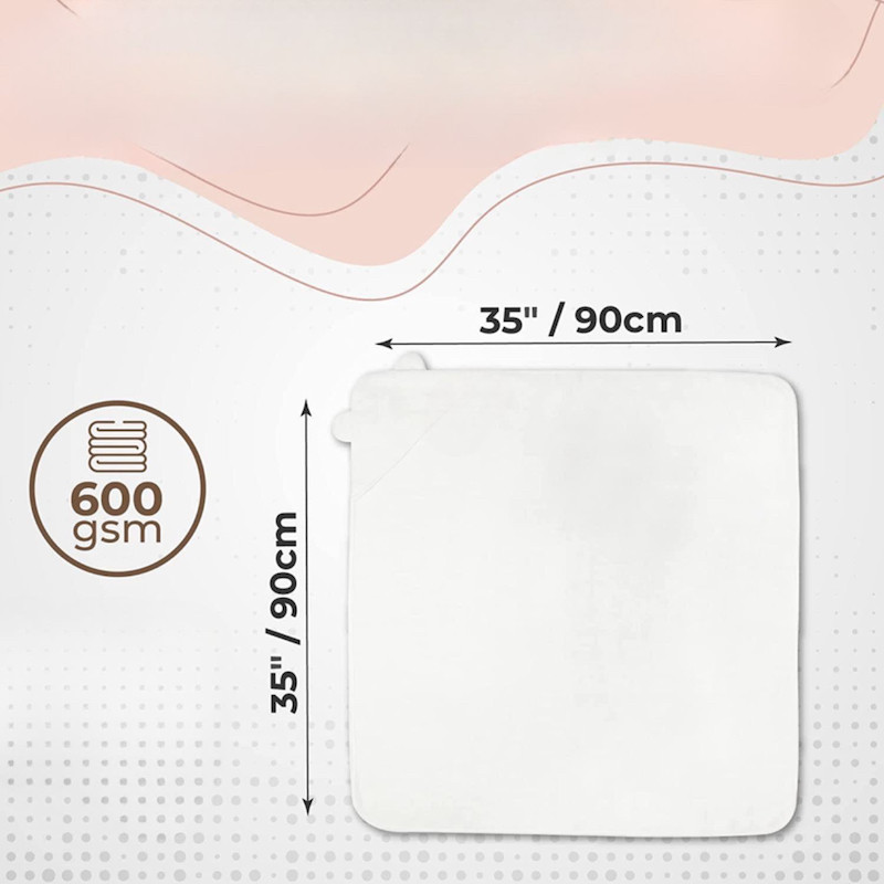Newborn to 5 years 600 GSM soft plush Bamboo Hooded Baby Bath Towel 90 x 90 cm White Oat Brick red Grey colors